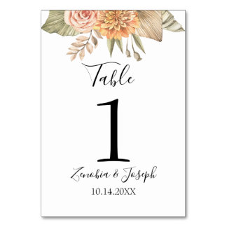 Minimal Leaf Boho Floral Wedding Tischnummer