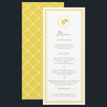 Minimal Lemon Amalfi Coast Wedding Menu Card Einladung<br><div class="desc">Minimal Lemon Amalfi Coast wedding menu card designed for a cheerful Italian summer wedding reception. This bright Mediterranean-inspired design blends preppy minimalism with Amalfi citrus aesthetics, perfect for the modern coastal bride planning a sunny destination celebration. Style your reception tables with lemon centerpieces, linen runners, and blue Mediterranean accents for...</div>