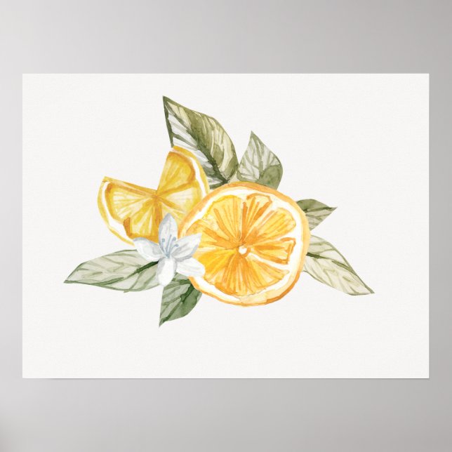Minimal Lemon Botanical Boho Fauna Poster (Vorne)
