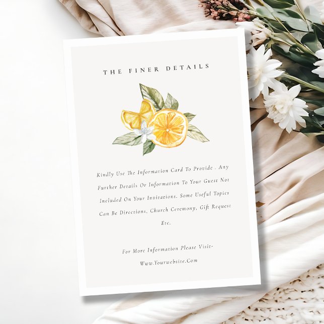 Minimal Lemon Botanical Boho Hochzeiten Details Begleitkarte (Von Creator hochgeladen)