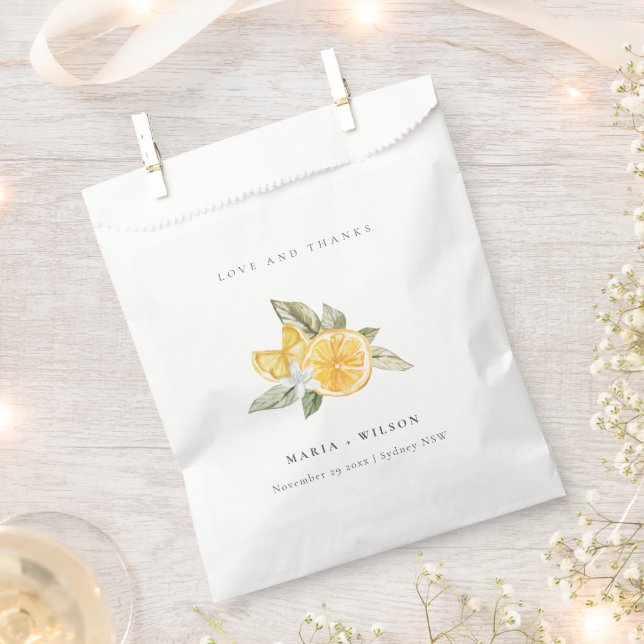 Minimal Lemon Botanical Boho Liebe Dank Hochzeit Geschenktütchen (Ausgeschnitten)