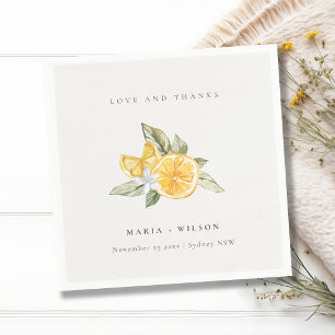 Minimal Lemon Botanical Boho Liebe Dank Hochzeit Serviette