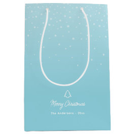 Minimal Light Pastel Blue Snowy Weihnachten Party Mittlere Geschenktüte