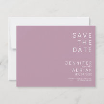 Minimal Lila modern Save the Date horizontal