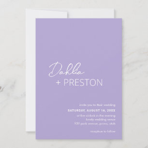 Minimal Lilac QR Code Moderne Hochzeit Einladung