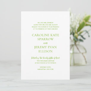 Minimal Lime Green Classic Hochzeit Einladung