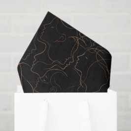 Minimal Line Art Faces Tissue Paper Seidenpapier