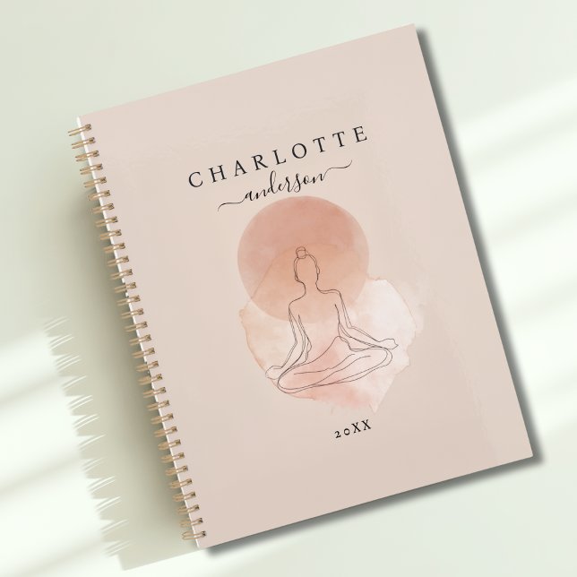 Minimal Line Art Meditating Woman Planer (Minimal Line Art Meditating Woman Custom Planner with your Name or Text.)