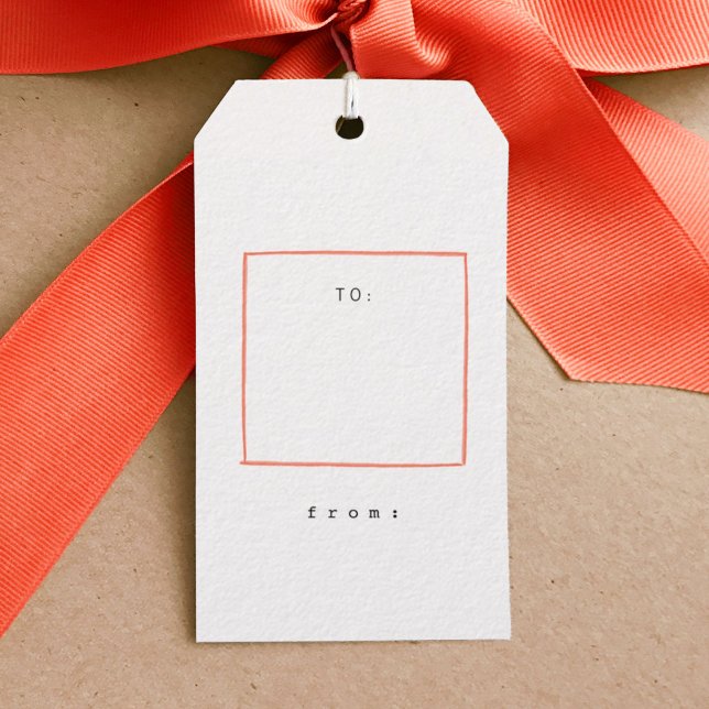 Minimal Lines Holiday Geschenktasten Geschenkanhänger (Red minimal lines simple gift tag.)