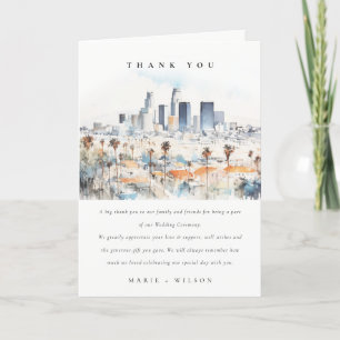 Minimal Los Angeles, California Watercolor Wedding Dankeskarte