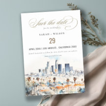 Minimal Los Angeles, California Watercolor Wedding
