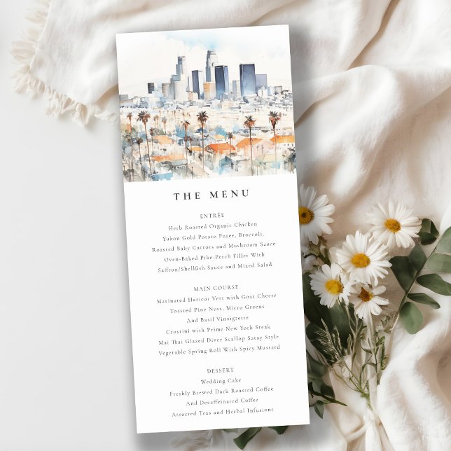Minimal Los Angeles California Wedding Menu Card Einladung (Von Creator hochgeladen)