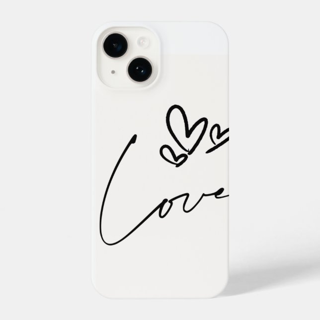 Minimal Love Line Art Heart iPhone Case iPhone 14 Hülle (Rückseite)