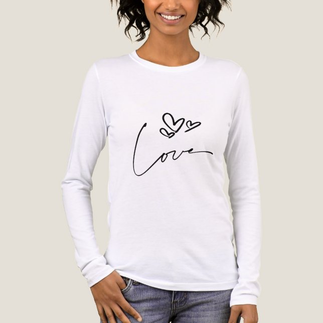 Minimal Love Line Art Long Sleeve Shirt for Women (Vorderseite)