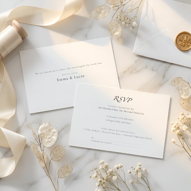 Minimal Luxury | Elegant RSVP with Meal Selection Karte (Von Creator hochgeladen)