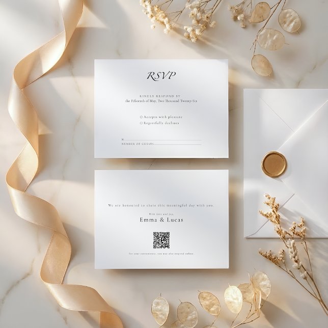 Minimal Luxury | Modern RSVP Card with QR Code Karte (Von Creator hochgeladen)