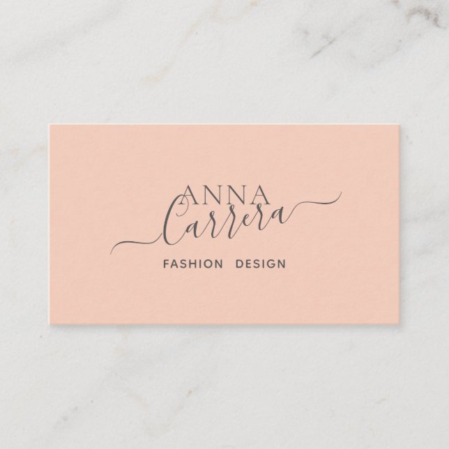 Minimal Luxus Boutique Coral Moderne Kalligraphie Visitenkarte (Vorderseite)