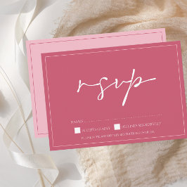 Minimal Magenta Pink Script Wedding RSVP Card