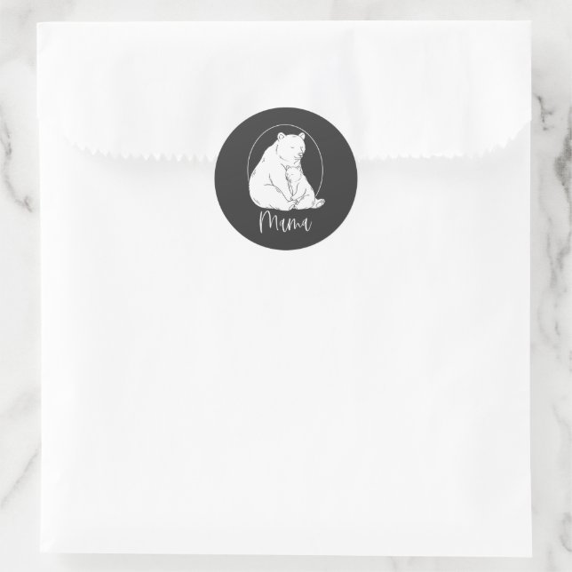 Minimal Mama Bear Line Art Design Runder Aufkleber (Tasche)