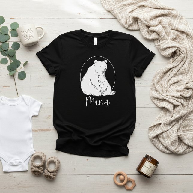 Minimal Mama Bear Line Art Design T-Shirt (Von Creator hochgeladen)