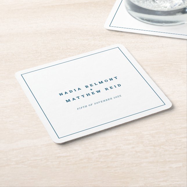 Minimal Marineblau Kontur Rechteckiger Pappuntersetzer (angewinkelt)
