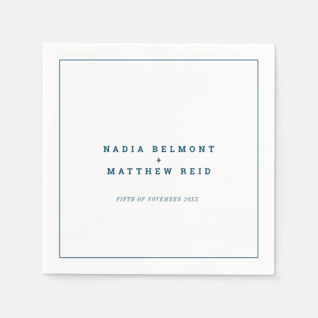 Minimal Marineblau Kontur Serviette (Vorderseite)
