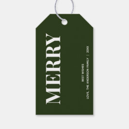 Minimal MERRY | Forest Green Holiday Geschenkanhänger