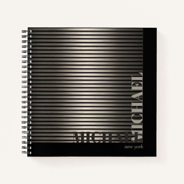 Minimal Metal Stripe Bronze ID792 Notizbuch (Vorderseite)
