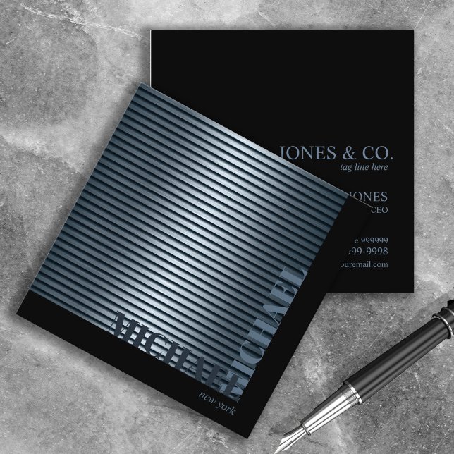 Minimal Metal Stripe Steel Blue ID792 Quadratische Visitenkarte (Von Creator hochgeladen)