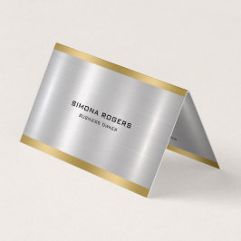 Minimal metallic silver gold accents visitenkarten