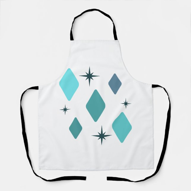 Minimal Mid Mod Diamonds Türkis Schürze (Vorderseite)