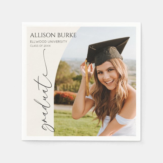 Minimal Minimalist Photo Arch Graduation Serviette (Vorderseite)