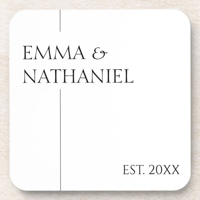 Minimal Minimalistische Individuelle Name Hochzeit Getränkeuntersetzer (Vorderseite)