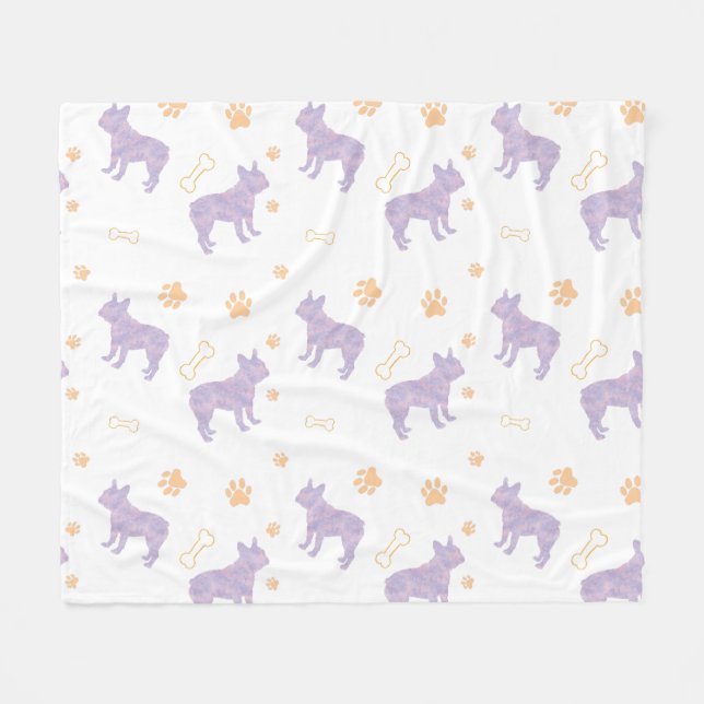 Minimal mint french bulldog Silhouette blanket Fleecedecke (Vorderseite (Horizontal))