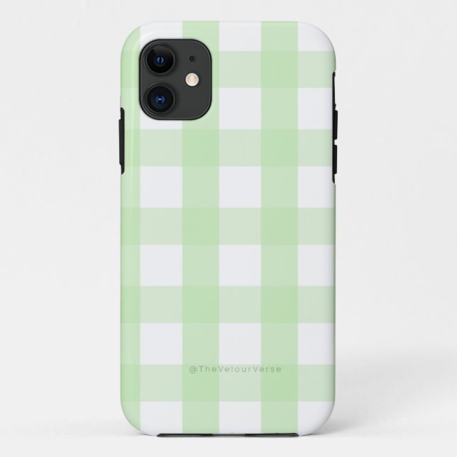 Minimal Mint Green Gingham iPhone Case (Rückseite)