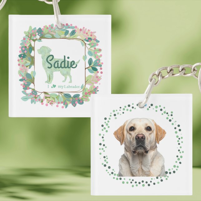 Minimal Mint Labrador | Custom Name & Photo Schlüsselanhänger (Von Creator hochgeladen)