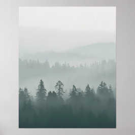 Minimal Misty Forest Wall Art Poster