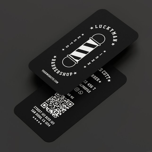 Minimal Mobile Barber Barbershop Black Visitenkarte (Minimal Mobile Barber Barbershop Black Business Card
)