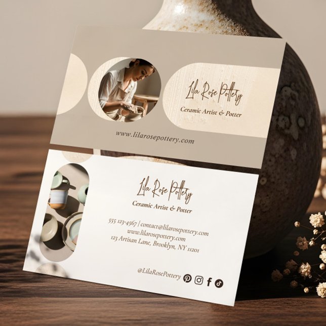 Minimal Modern Abstract Photo Handmade Pottery Visitenkarte (Minimal Modern Abstract Photo Handmade Pottery Business Card)