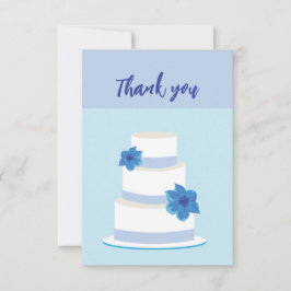 Minimal Modern Blue Wedding Cake Danke Karte