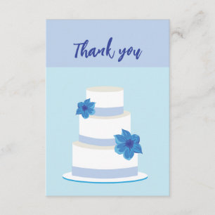 Minimal Modern Blue Wedding Cake Danke Karte