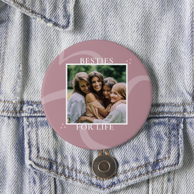 Minimal Modern Chic Pink Besties Galentine's Day Button (Von Creator hochgeladen)