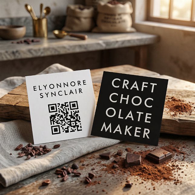 Minimal Modern Craft Chocolate Maker Qr Code Quadratische Visitenkarte (Von Creator hochgeladen)