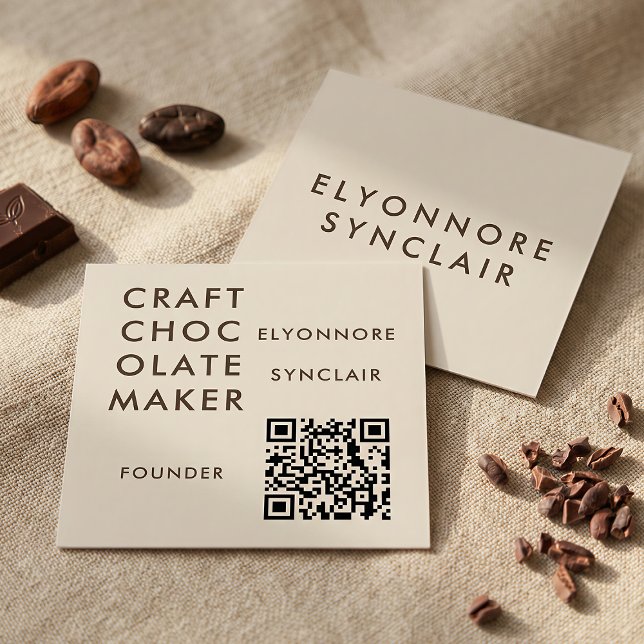 Minimal Modern Craft Chocolate Maker Qr Code Quadratische Visitenkarte (Von Creator hochgeladen)