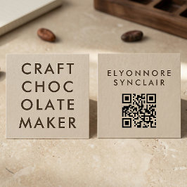 Minimal Modern Craft Chocolate Maker Qr Code Quadratische Visitenkarte