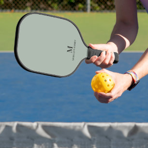 Minimal modern Custom Monogram Name Sage Green Pickleball Schläger