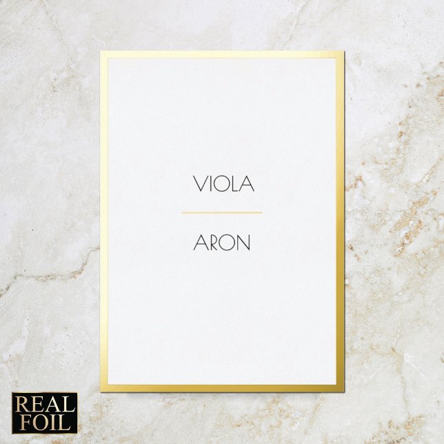 Minimal Modern Elegant Gold Border Wedding Folieneinladung (Von Creator hochgeladen)