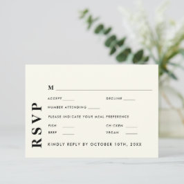 Minimal Modern Elfenbeinhochzeit Elegant RSVP Karte