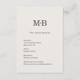 Minimal Modern Elopement Wedding Details Card Begleitkarte