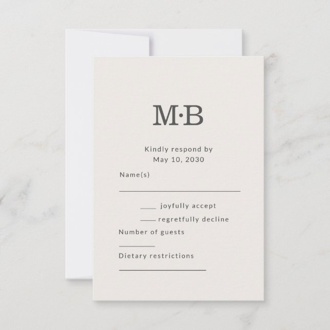 Minimal Modern Elopement Wedding RSVP Card (Vorderseite)